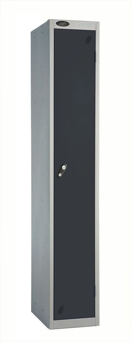 Steel locker with black door