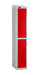 two door steel locker red doors sloping top