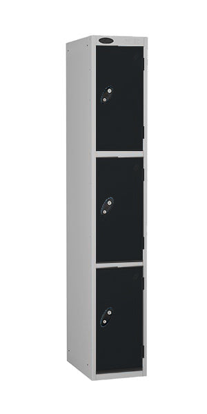 3 Door Mild Steel Lockers in black