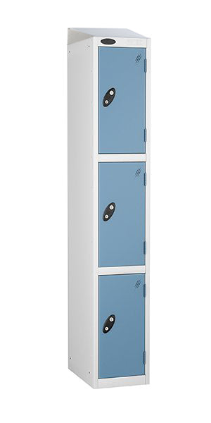 3 Door Mild Steel Lockers in blue sloping top