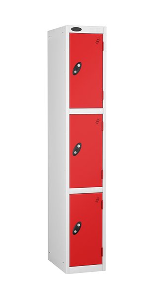 3 Door Mild Steel Lockers in red