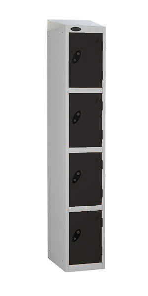 4 door metal locker black with sloping top