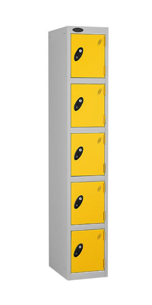 5 Door Steel Locker with yellow doors