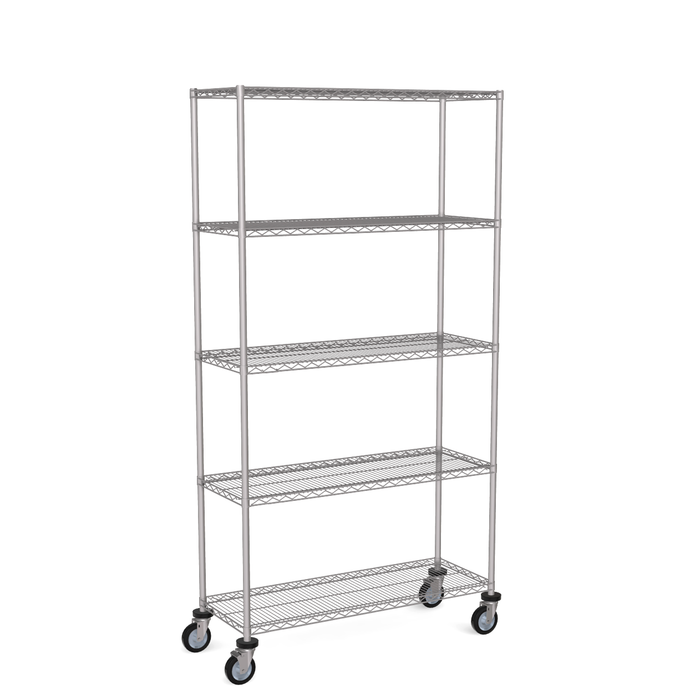 Zinc Wire Shelving - Mobile Unit 2045mm High