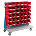 Mobile Small Parts Trolley with Red Small Bins 