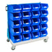 Mobile Small Parts Trolley with Blue Small Bins 