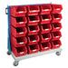 Mobile Small Parts Trolley with Red Small Bins 