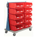 Mobile Small Parts Trolley with Red Small Bins 