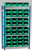 Single starter bay shelving kits for small parts bins in green