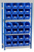 Single starter bay shelving kits for small parts bins in blue