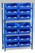 Single starter bay shelving kits for small parts bins in blue