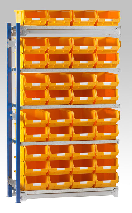 Single Extension Bay Shelving with Bin Kits Yellow