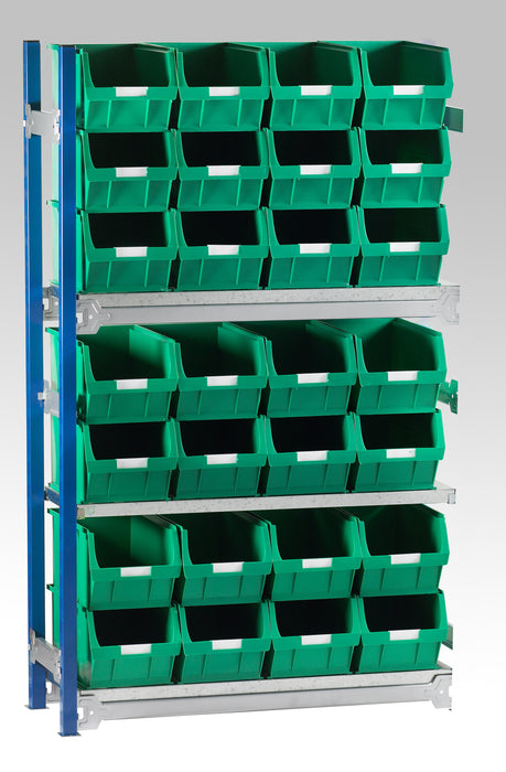 Single Extension Bay Shelving with Bin Kits Green