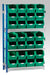 Single Extension Bay Shelving with Bin Kits Green