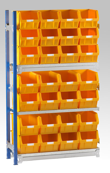 Single Extension Bay Shelving with Bin Kits Yellow