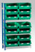 Single Extension Bay Shelving with Bin Kits Green