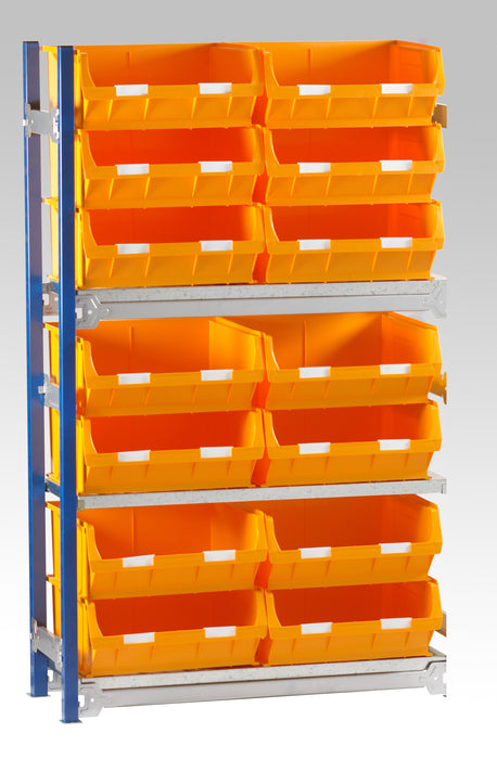 Single Extension Bay Shelving with Bin Kits Yellow