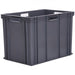 Large coloured Euro norm stacking container in grey, food safe plastic storage box with handles