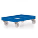 Euro sized blue heavy duty plastic dolly with castors