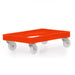 Euro sized orange heavy duty plastic dolly with castors