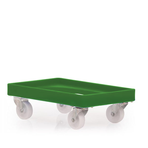 Euro size heavy duty stacking box dolly green