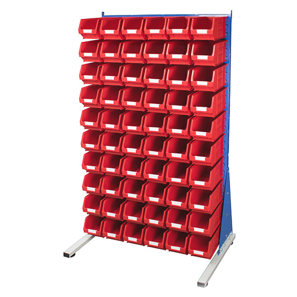 Free-Standing Louvred Panels with Bins Red