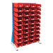 Free-Standing Louvred Panels with Bins Red