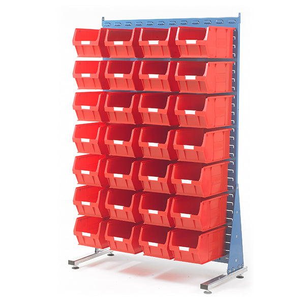 Free-Standing Louvred Panels with Bins Red