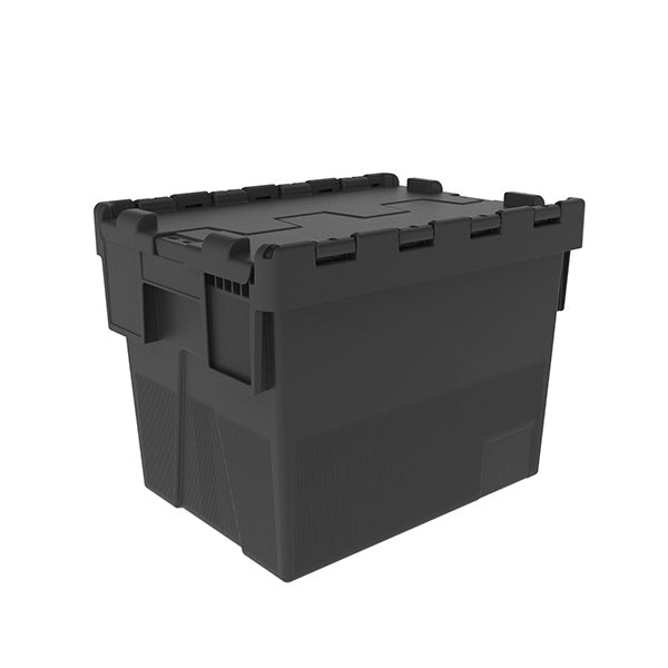 Euro size black stacking box with lid